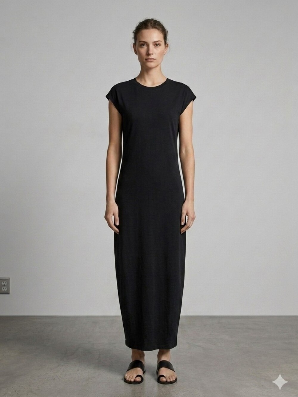 Zara Black Maxi T-Shirt Dress